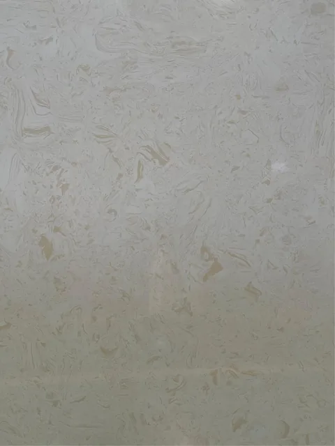 gray engineered stone slab, with cloudy mottling, shown from an overhead view with single main form