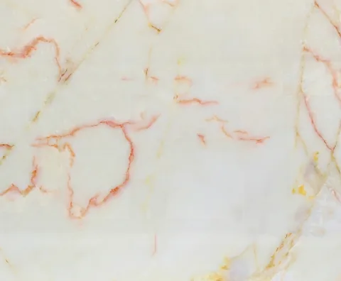 white stone slab, with a single full slab and fine veining, in a close surface view