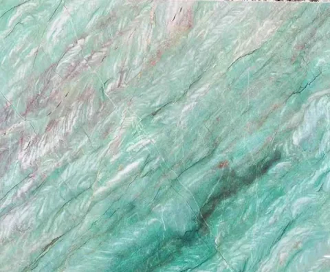 green stone slab, with bold veining, in a close surface view