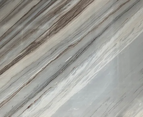 gray stone slab, with bold veining, in a close surface view