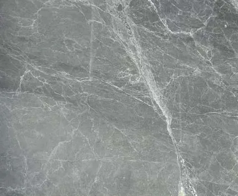 gray stone slab, with a single full slab and fine veining, in a close surface view