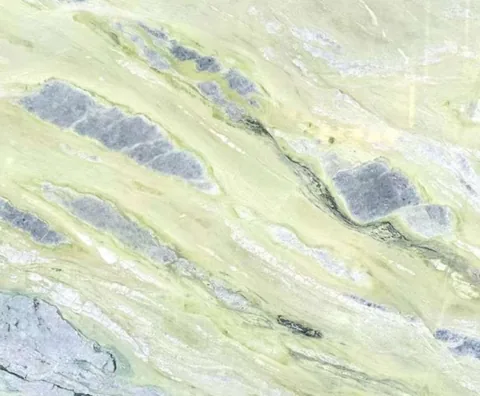 green stone slab, with a single full slab and bold veining, in a close surface view
