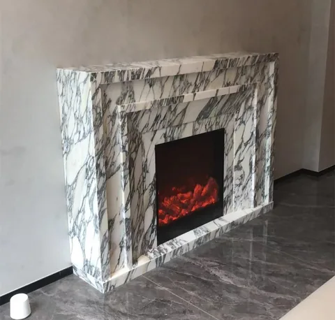 Arabescato Corchia marble fireplace surround, with broad sweeping markings