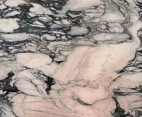 rose-red stone slab, with a single full slab and bold veining, in a close surface view