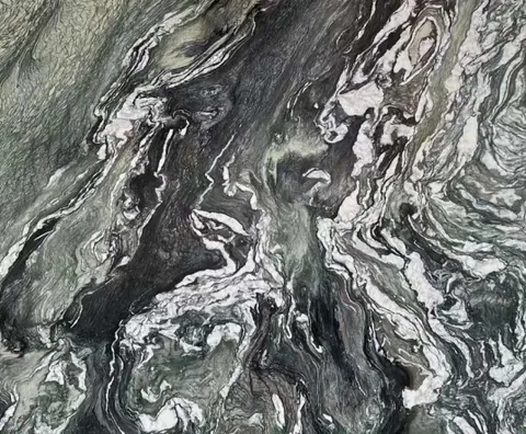 gray stone slab, with a single full slab and bold veining, in a close surface view