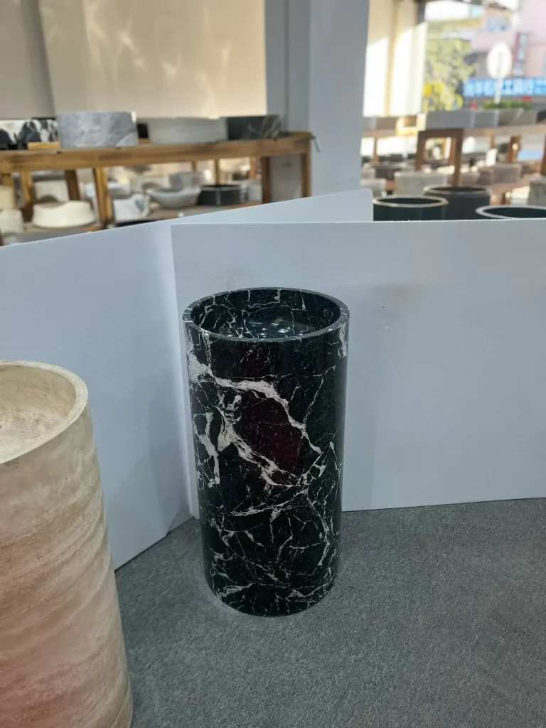 Black natural stone decor with bold veining