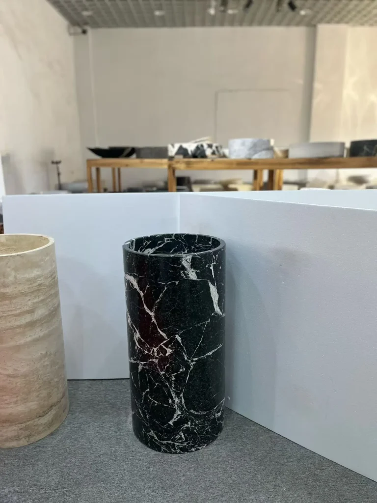 Black natural stone decor with bold veining