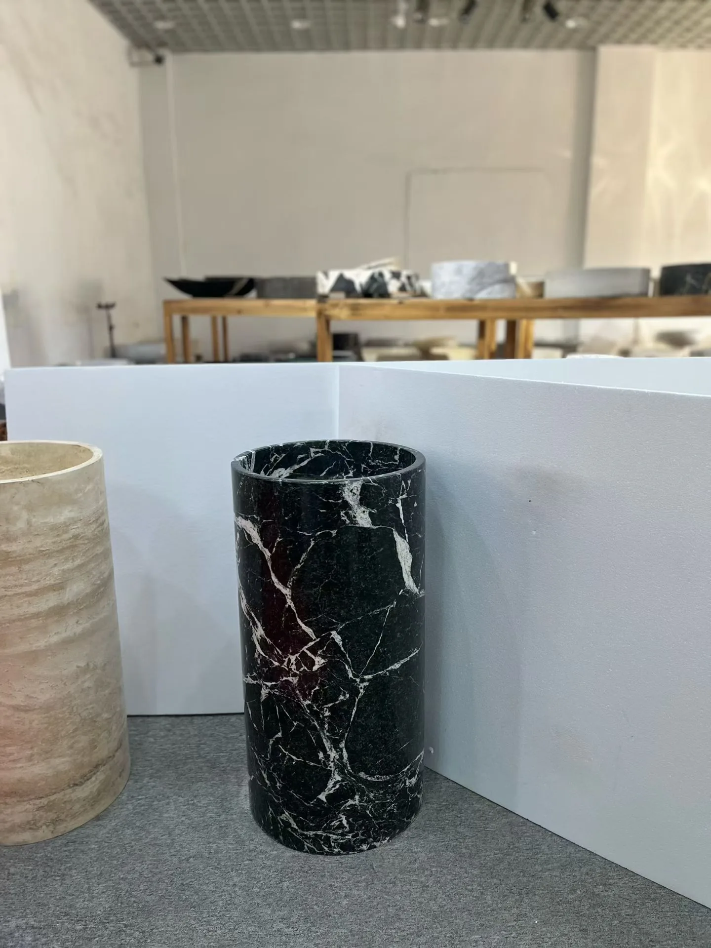 Black natural stone decor with bold veining
