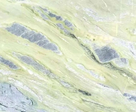 green stone slab, with a single full slab and bold veining, in a close surface view