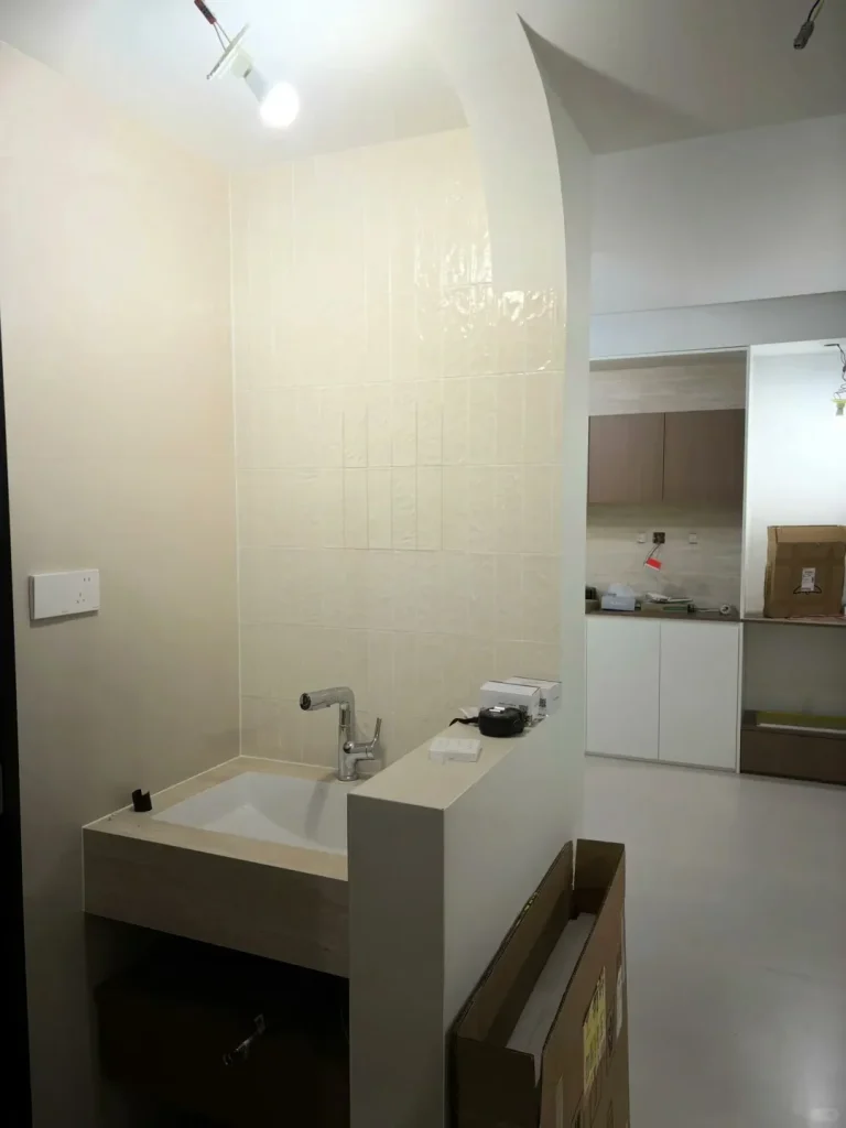 Cream beige natural stone countertop island with cream beige stone surface