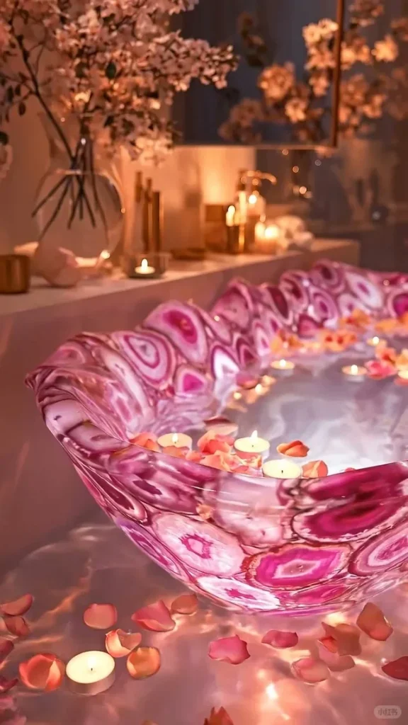 Multicolor onyx bathtub with banded veining