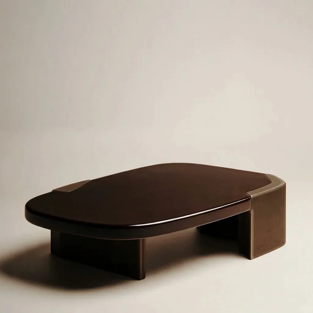 Cream beige travertine side table with linear veining
